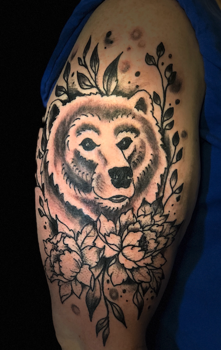 Tattoos - bear flowers - 138140